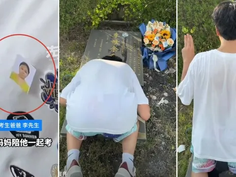 Nam sinh Trung Quốc mặc áo in ảnh người mẹ đã khuất, lời thề xúc động tại mộ khiến triệu người nghẹn ngào