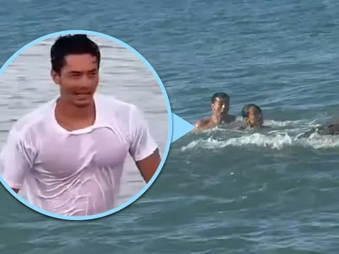 Nam cảnh sát lao xuống biển cứu người đuối nước, dân mạng bất ngờ “ngất lịm” vì cơ bắp cuồn cuộn lộ ra sau lớp áo ướt