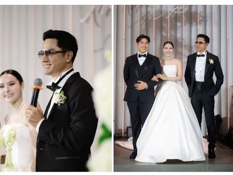 Vóc dáng săn chắc và khí chất “tổng tài” giúp ông bố tuổi U60 chiếm trọn spotlight trong ngày vui của con gái