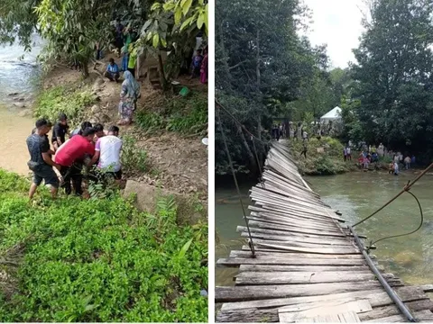 Đoàn rước dâu vừa đi qua, cầu treo bất ngờ sập khiến hơn 50 người rơi xuống sông