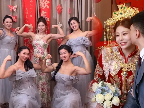 Cô dâu lực lưỡng và dàn phù dâu cơ bắp khiến khách mời trầm trồ