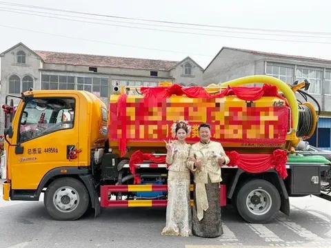 Bỏ qua xe hoa sang trọng, chú rể dùng 9 xe hút bể phốt rước dâu và câu chuyện phía sau khiến ai cũng bất ngờ