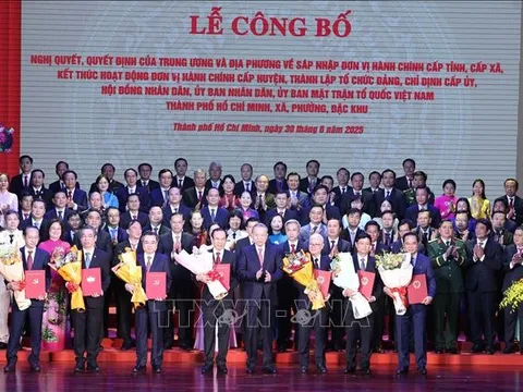 Tổng Bí thư Tô Lâm dự Lễ công bố Nghị quyết, quyết định thành lập Thành phố, Đảng bộ và lãnh đạo Thành phố Hồ Chí Minh