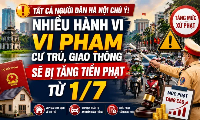 Tất cả người dân Hà Nội chú ý, nhiều hành vi vi phạm cư trú, giao thông sẽ bị tăng tiền phạt từ 1/7