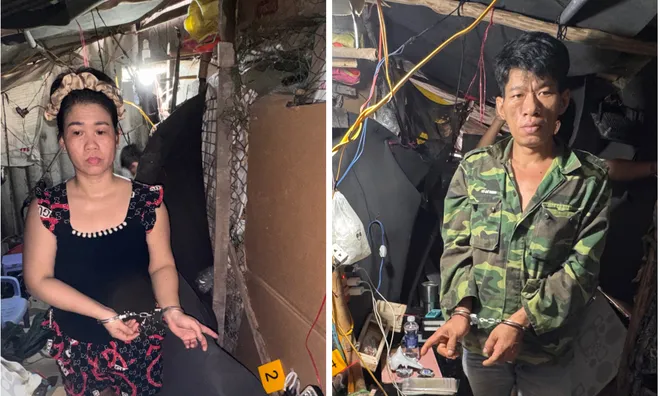 Nguyễn Thị Kiều Dung và Nguyễn Hoàng Trung bị bắt khi đang "làm chuyện mờ ám" trong một căn nhà ở Vĩnh Long