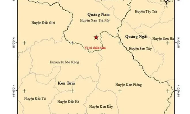 Xảy ra 13 trận động đất tại Quảng Nam và Kon Tum