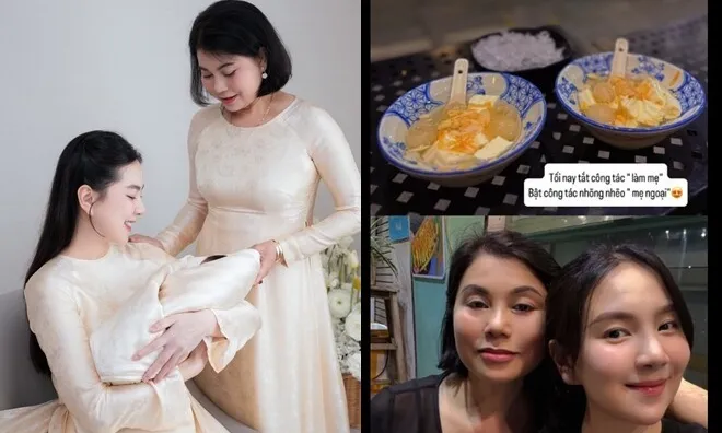 MC Mai Ngọc "trốn con" về nhõng nhẽo nhà ngoại, quý tử 1 tháng tuổi ngày càng thăng hạng nhan sắc