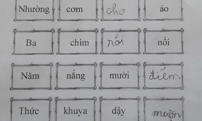 Cô giáo giao bài tập tiếng Việt điền thành ngữ “Nhường cơm… Ba chìm…”, học sinh đưa ra loạt đáp án không ai ngờ
