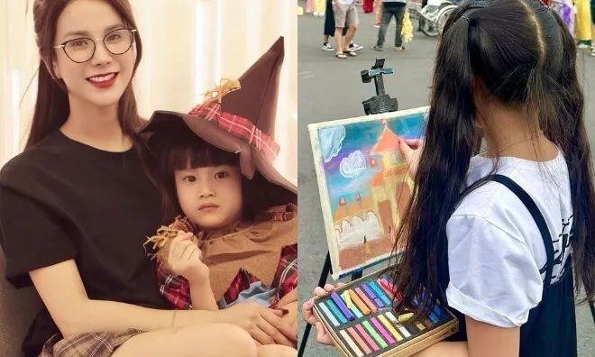 Diệp Lâm Anh khoe con gái đam mê vẽ tranh giống mẹ, mới 8 tuổi đã ra dáng họa sĩ tài ba