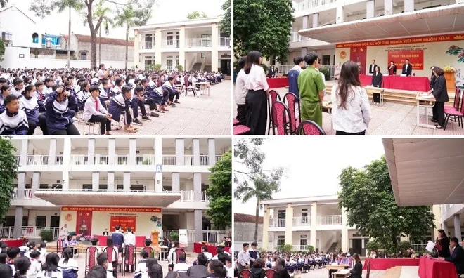 Trường THCS Chúc Sơn tổ chức chương trình ngoại khóa “Phiên tòa giả định” với chủ đề “Gây rối trật tự công cộng”