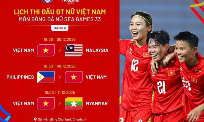 Cập nhật mới nhất lịch thi đấu của đội tuyển bóng đá nữ Việt Nam tại vòng bảng SEA Games 33