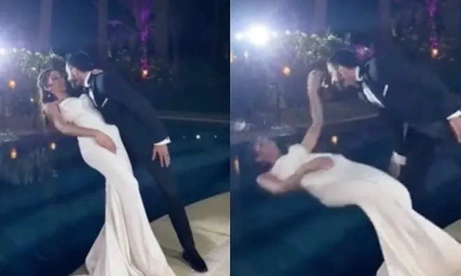 Clip: Chú rể bất ngờ buông tay khiến cô dâu rơi tõm xuống hồ, cộng đồng mạng dậy sóng vì hành động nhẫn tâm