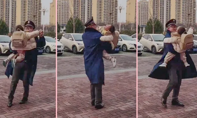 Bố mẹ đón muộn, bác bảo vệ trường mẫu giáo an ủi bé gái bằng điệu nhảy đáng yêu gây sốt MXH
